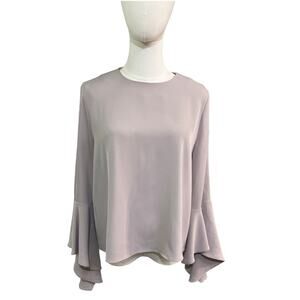 Carmen Marc Valvo Blush Bell Sleeve Blouse Women’s Size 6 Minimalist Dressy Top